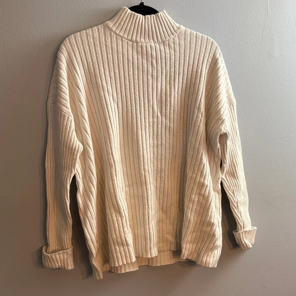 LOFT Cream Ribbed Knit Sweater - Picture 1 of 2